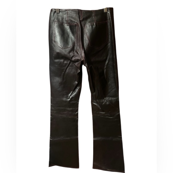 Tandem Leather Pant Brown & Ruby Red Stitching | Boutique Women’s Size 40 = US 4 - Picture 6 of 14